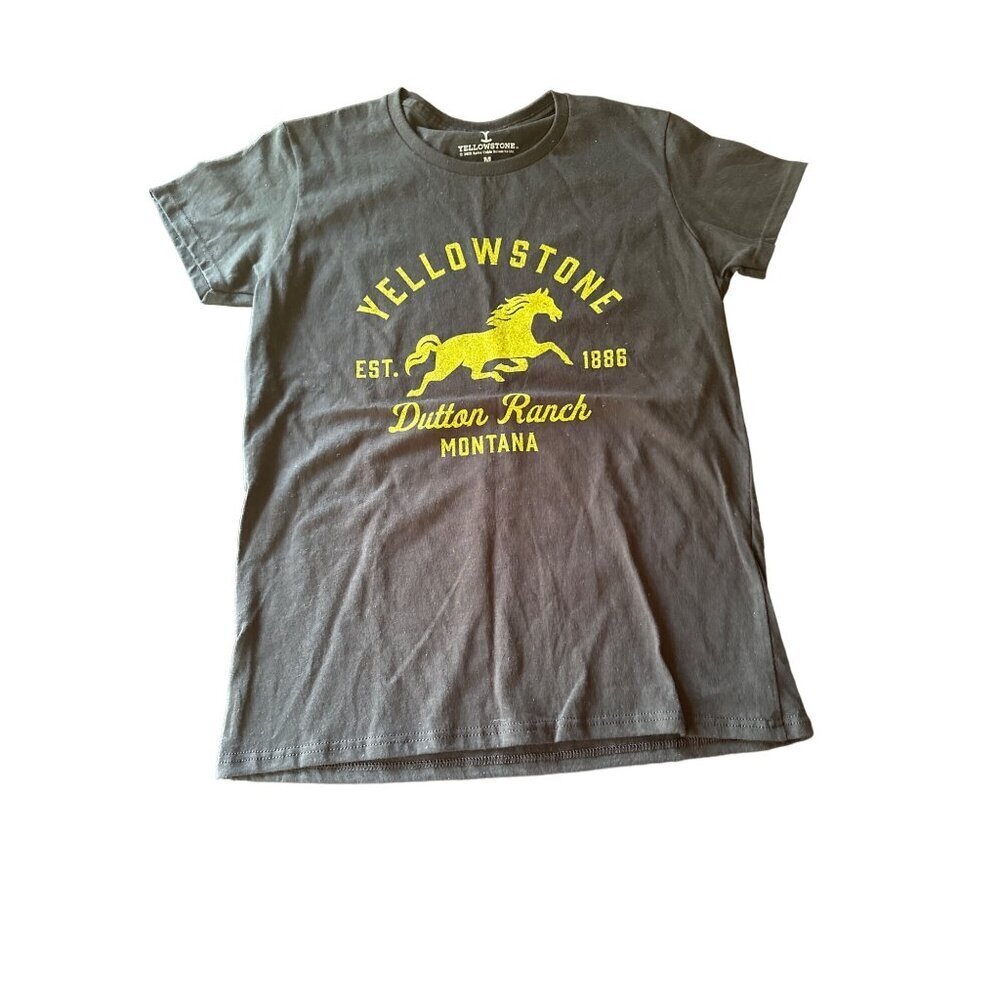 Yellowstone Dutton Ranch Montana T-Shirt Size M Black 100% Cotton
